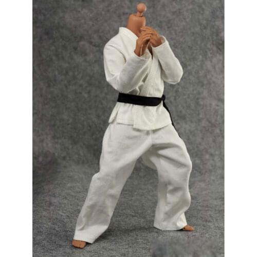 1/6 Scale Judo Gi White Uniform Kung Fu Suit Jacket Pants For 12 inch Male Action Figure Dragon