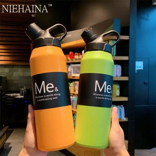 800/600Ml Large-Capacity Insulation Water Bottle Outdoor Drop-Proof Stainless Steel Portable Sports Water Bottle With Handle