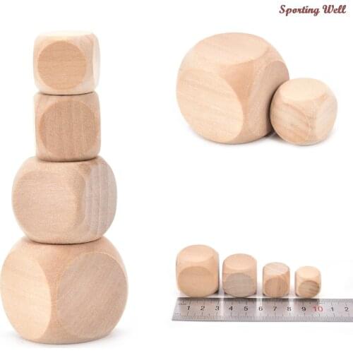 1PCS Original Wood Dice 18mm 20mm 25mm 30mm Blank Faces for printing engraving Kid Toys Game 6 Sided Dice