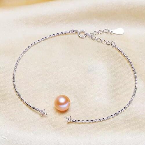 2 color 925 Sterling Silver Pearl Bracelet Mountings Fashion ADJUSTABLE Bangle Findings Jewelry Parts Fittings Accessories