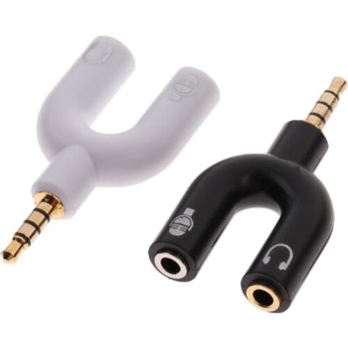 2Pcs 3.5mm Male to 2 Female Headphone&Mic Audio Y Splitter Adapter Plugs
