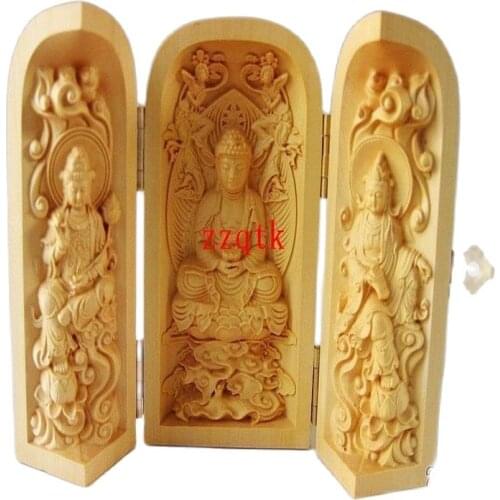 3 pieces of Chinese 100% wood Buddha boxwood Buddha