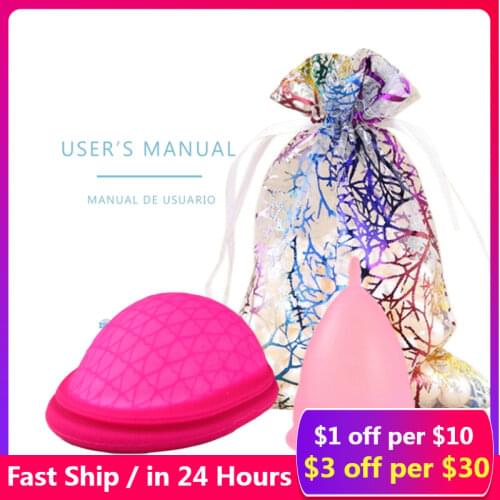 4pcs/set Medical Silicone Menstrual Period Cup Collector Feminine Hygiene Silicone Female Cup Coletor Menstrual Cup with Box