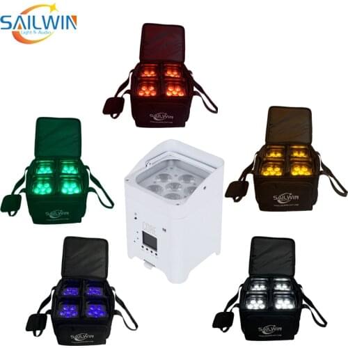 4 pcs of Light + Travel Bag) DJ Party Uplight 6x18w 6in1 DMX APP Wireless Battery Par