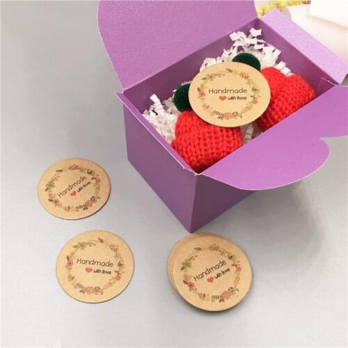 50Pcs Round Shape kraft New Gift Tags Hand Made With Love Jewelry Party Gift Cards Wedding Decorative Tags 4*4cm