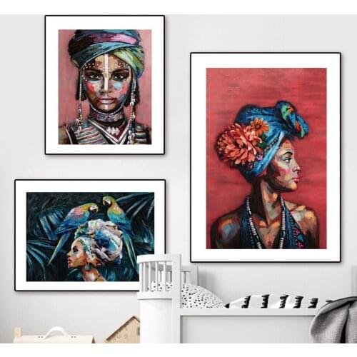 Abstract Watercolor Doodle Girl Woman African Art Canvas Painting Nordic Posters And Prints Wall Pictures For Living Room Decor