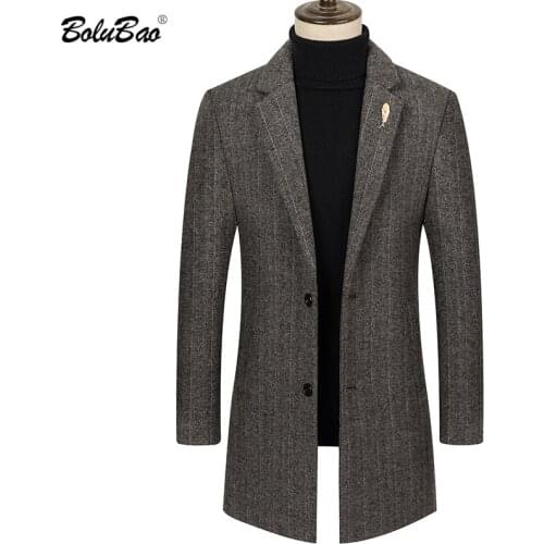 BOLUBAO Brand Winter Men Wool Blends Coats Quality Brand Mens Fashion Casual Long Section Overcoat Thick Warm Wool Coat