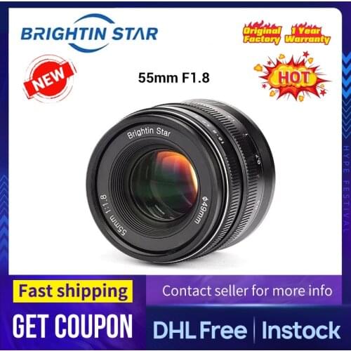 Brightin Star 55mm F1.8 Full Frame Large Aperture Portrait Mirrorless Camera Lens for Sony E-Mount