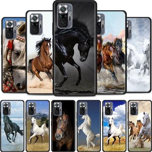 Running Horses Cover For Xiaomi Redmi 9 9C 8 9A 7A 7 8A K40 6A 6 K30 Pro 9T K20 Cell Phone Case Black Soft Shell Coque