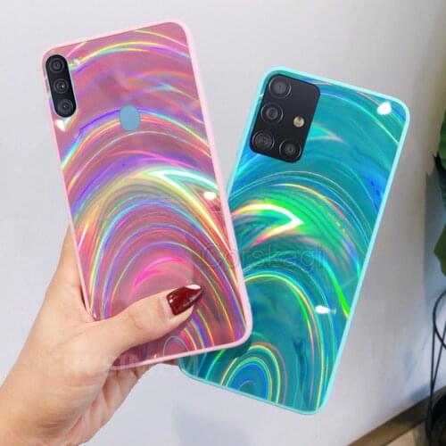 Rainbow Soft Laser Case Back Phone Cover for Samsung Galaxy A51 A71 A01 A11 A21 A21S A31 A41 M21 M31 A12 M12 A22 A32 A52 A72 5G