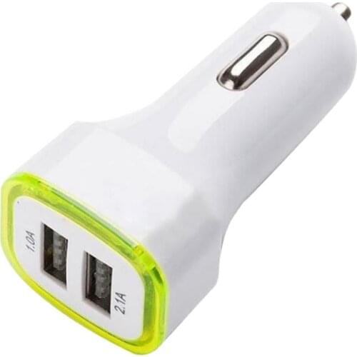 DC 12V Auto Phone Charger Universal Portable LED Light Ring Quick Charge Dual USB Port Car Charger Adapter