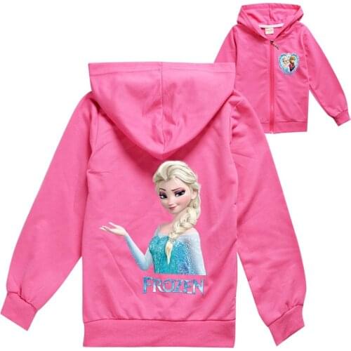 Disney Cartoon Baby Clothes For Girls Frozen Elsa Print Children Coat With Zip Autumn Spring Kids Hoodies Elsa Clothing