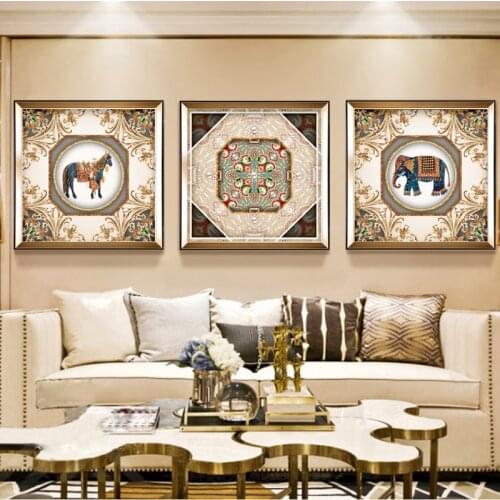 EECAMAIL European-style 5D Diamonds New Full Diamond Wishful Elephant Triptych Point Drill Cross Stitch Diamond Embroidered