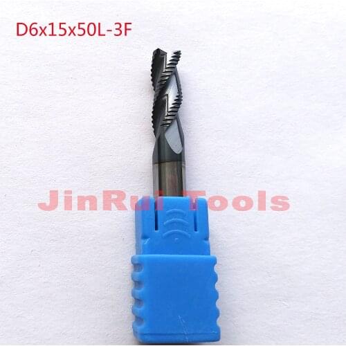 1pc 6mm D6*15*D6*50 HRC55 3 Flutes Solide Carbide Roughing End Mills CNC router bit milling cutter Tools knife fresa