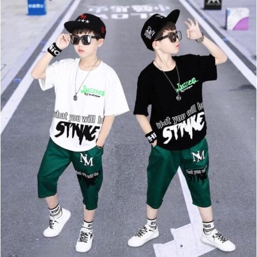 Boys Casual Clothes Kid Boy Clothing Set Summer Children Short sleeve Letters T-shirt + Pants 3 4 5 6 7 8 9 10 11 12 13 15 Years