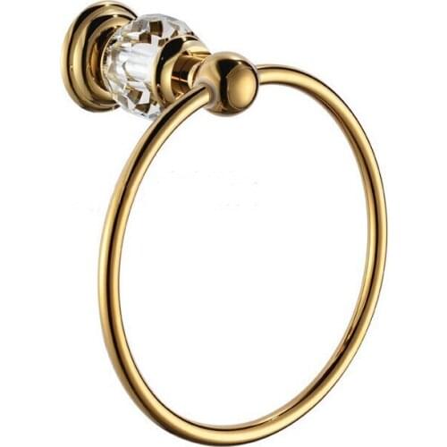 Crystal & Brass Gold Towel Ring,Towel Holder, Towel Bar CY005