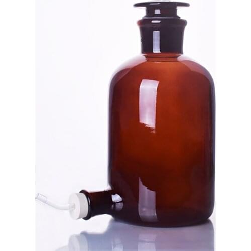 Brown Laboratory aspirator bottle 2500ml/5000ml/10000ml/20000ml,Boro 3.3 glass,With rubber plug faucet distilled water bottle