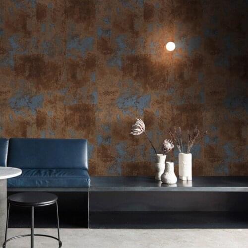 Retro Metal Rust Solid Color Waterproof PVC Vinyl Wallpaper Rolls for Bedroom Living Room Cafe Hotel Bar Restaurant Wall Decor