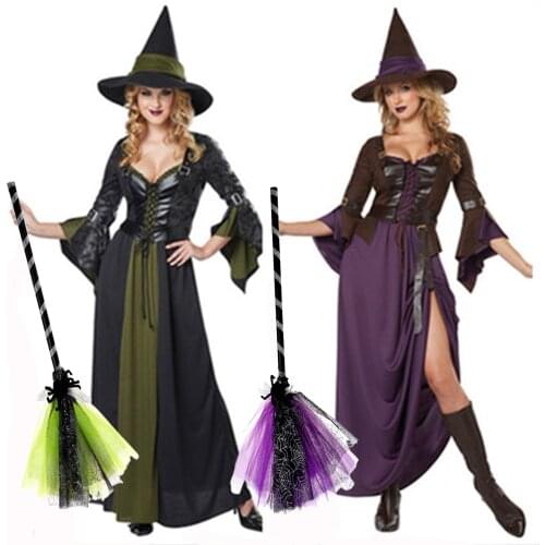 Halloween Witch Broom Plastic Mesh Broom Props for Costume Party Halloween Decoration Children Adults Halloween Supplies