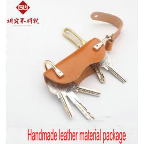 Multi-function key contains drawings handmade leather material package diy unfinished product first layer cowhide