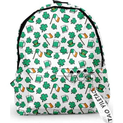 2021 3D Print Backpacks st.Patricks Day Teenager Students School Bags Men/Women Outside Travel Waterproof Oxford Backpack Bags