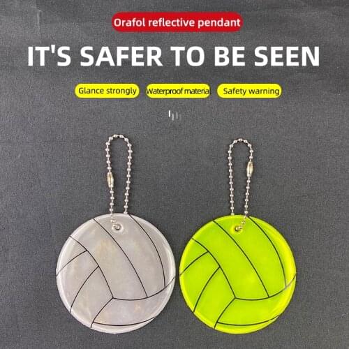 Soft PVC Double sided Reflective Volleyball pendant charm bag accessories hanger Reflector keychain for road safety 600 light
