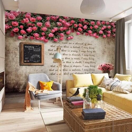 Bacal Custom Pink Flowers Rose Wall Paper Papers Home Decor 3d Wallpapers for Living Room Wallpaper Mural 5D Art Walls Murals