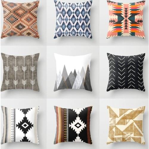 Nordic Pillow Cushion Modern Minimalist Black, White and Yellow Striped Geometric Plaid Pillow Cover Sofa Cushion