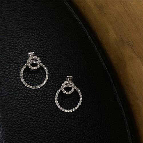 Niche Design Zircon Rhinestones All-match Cold Temperament Sexy Geometric Big Small Circle Two Ways To Wear Ear Stud Earrings
