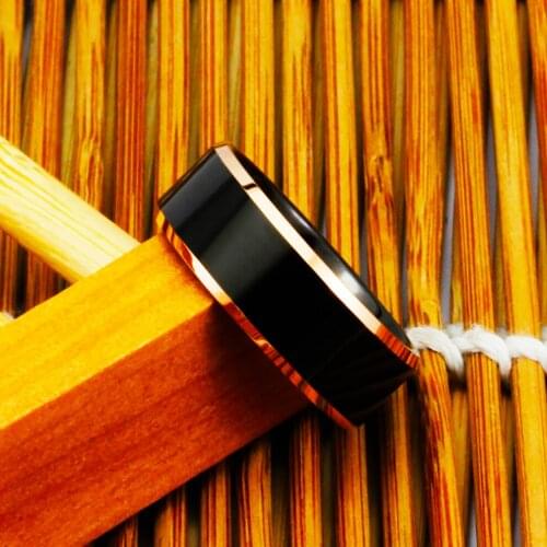 Popular 8mm Tungsten Carbide Steel Black smooth arc ring. The charm of men. Fashion trend engagement accessories