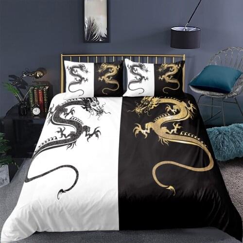 Cool Dragon Bedding Set Black Fashion 3D Print Comforter Luxury Queen King Single Size Duvet Cover Set Home Textile Decor Modern