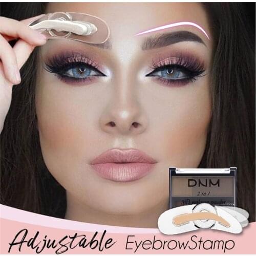 Adjustable Eyebrow Stamp Kit Double Color Perfect Arch Eyebrow Shadow Powder Palette Eyebrow Seal Eye Brow Enhancers Eye Brow