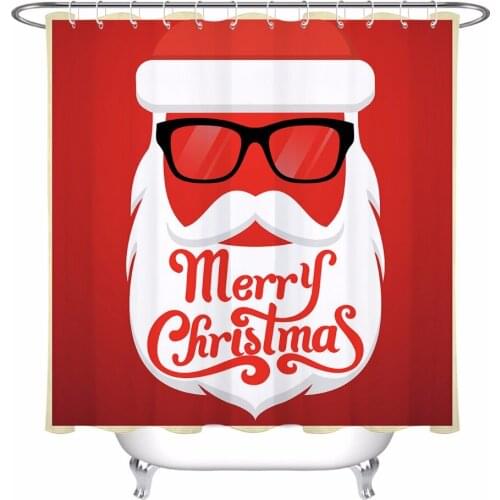 Santa Claus Shower Curtain Merry Christmas Red Extra Long Bathroom Waterproof Washable Polyester Fabric for Home Bathtub Decor
