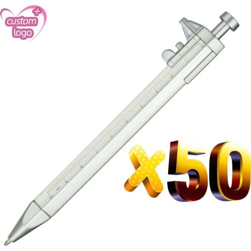 Bulk 50pcs Caliper Ball Pens Sliding Gauge BallPoint pens Custom Engraved Gift Pen Promotion Vernier Ruler Logo Personalized Pen