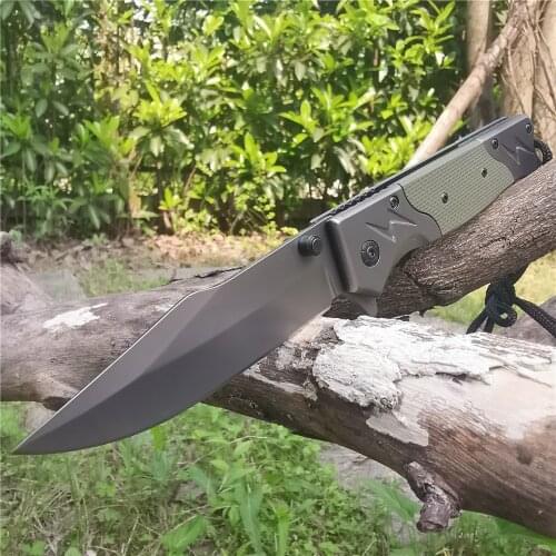 Folding Knife Shaft Manual Open 8CR13 Blade G10 Handle Knifes - Good for Hunting Camping Survival Outdoor Everyday Carry