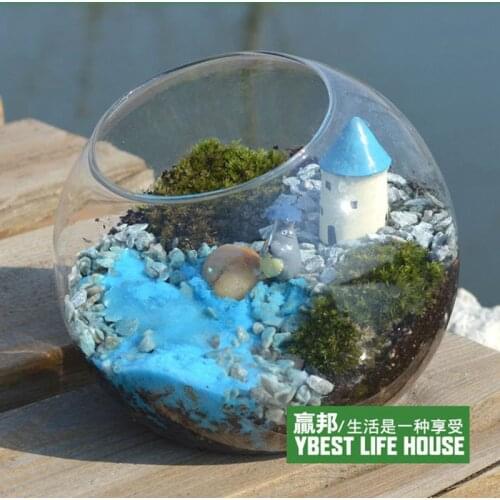 Terrarium Glass Flower Vase Christmas Round 10/12/15/20cm Tabletop Vase Christmas Home Wedding Transparent Candlestick