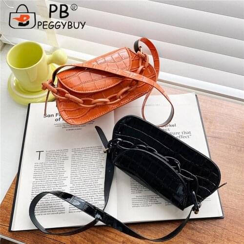 Retro Women Stone Pattern Bag PU Underarm Casual Chain Small Flap Shoulder Bags New Collection All-match Subaxillary Tote