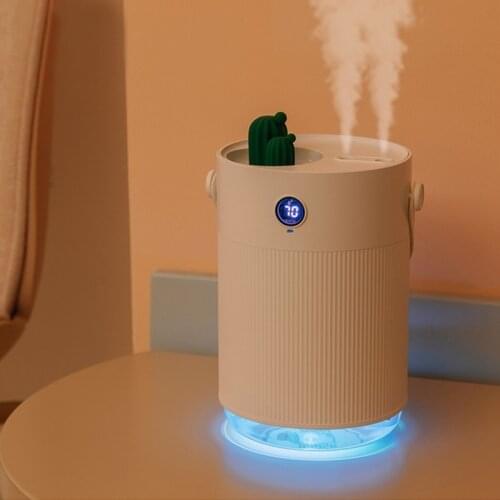 Sothing 1L Air Humidifier LCD Digital Detect Humidity Ultrsonic Cool Mist Aroma Diffuser with Colorful LED Light Cactus