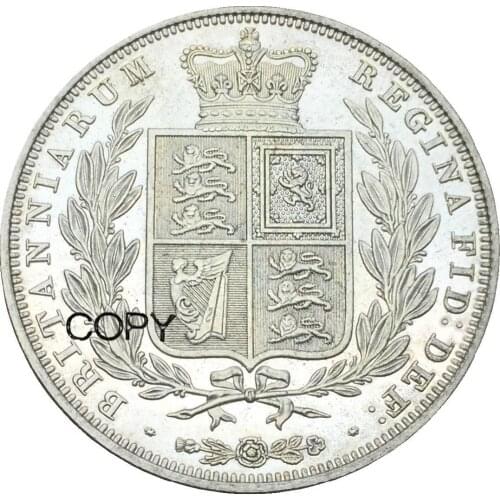 United Kingdom 1/2 Crown 1862 Victoria young head Cupronickel Plated Silver Copy Coins
