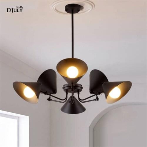 American horn shape Rotatable lampshade iron chandelier lighting for living room industrial loft hanging light fixtures led lamp