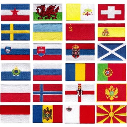 Europe Slovakia Slovenia Romania Scotland Spain Sweden Wales Indonesia Switzerland Russia Poland Vatican Flag Embroidery Patche