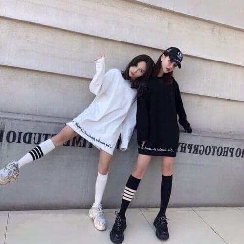 Womens Hose College-Style Cotton Sports Asymmetric Knee-Length Calf Socks JK Boots \N Long Socks