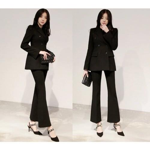 Woman suits lady suit office suit female spring fashion British style temperament commercial solid color OL uniform two-piece