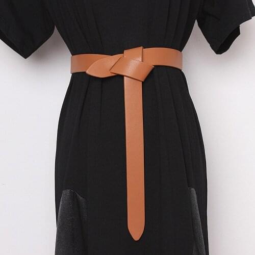 Women Decoration Accessaries Leather Belt Fashion PU Waist Strap Female Knotted Simple Black Red Waistband Dress Belts Straps