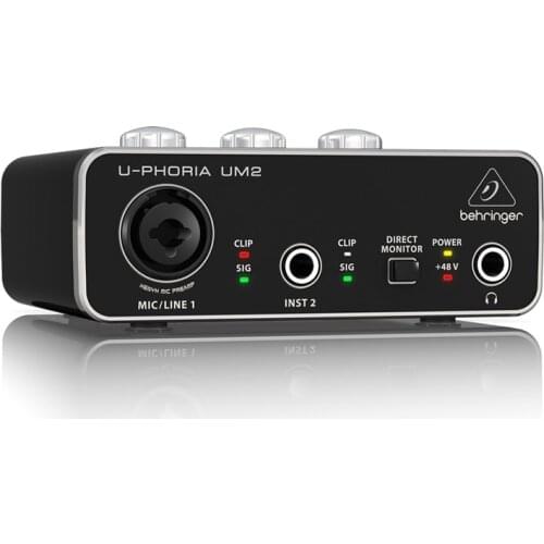 For Behringer U Phoria Um2 Audio Interface Mic Amplifier Guitar Recording External USB Sound Card