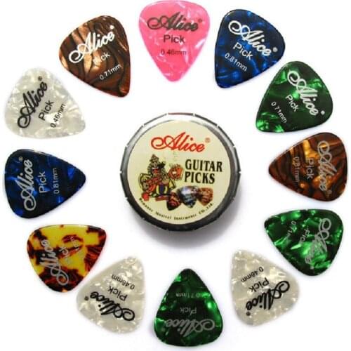 12pcs Alice Acoustic Electric Guitar Picks Plectrums and 1 Metal Picks Box Case Guirat Accessories