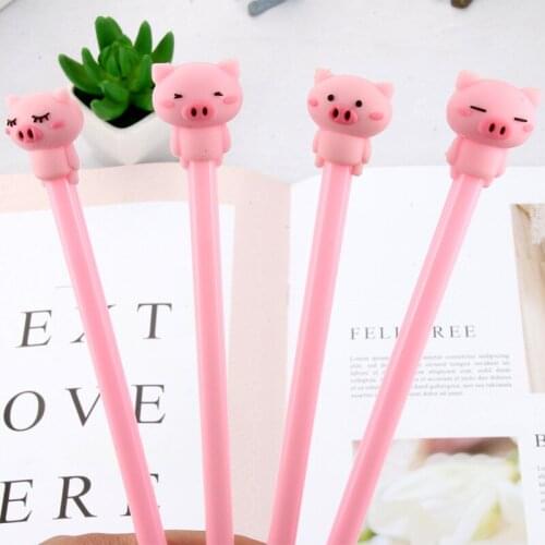 36PCS Cute Cartoon Pink Cute Pig Gel Pen Student Black Ink Pen Korean Stationery Office Accessories