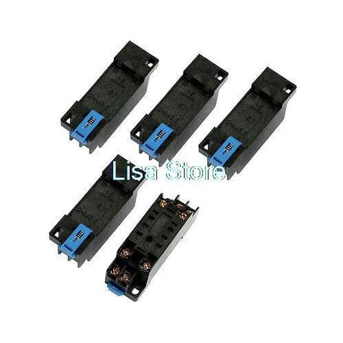 5 Pcs MY2NJ HH52P Power Relay 8 Contact DIN Rail Socket Base DYF08A