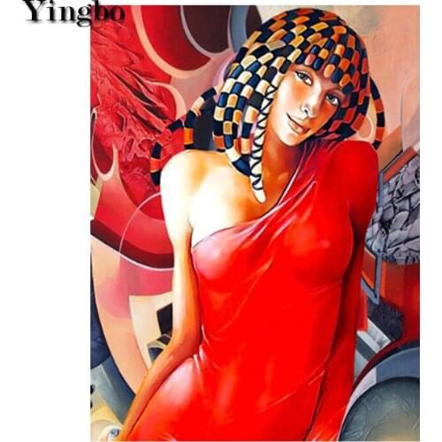 5d Diy Diamond Painting Sexy woman red dress diamond embroidery rhinestone full square round drill african girl mosaic decor