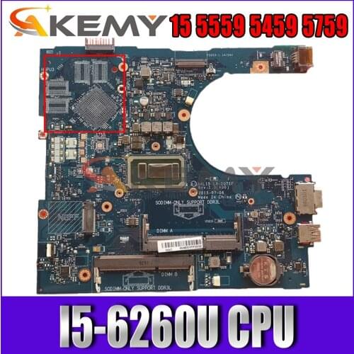 Akemy Brand NEW I5-6260U FOR Dell INSPIRON 15 5559 5459 5759 Motherboard AAL15 LA-D071P Mainboard CN-0DKK5C DKK5C 100% tested